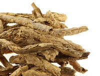 dried khaki herb segments of Chinese Wolfberry Bark are piled together