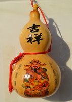traditional Chinese propitious handicrafts made of a big calabash with traditional colorful drawings on it