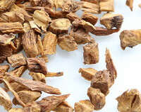 dried yellowish herb slices and segments of Large-leaf Gentian Root