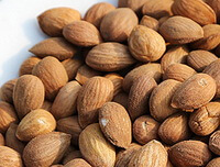 many light brownish Peach Seeds Peach Kernels are piled together