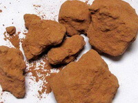 several khaki brownish blocks of Calcined Yellow Earth with some powders