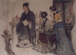 A drawing about Li Dongyuan in practice